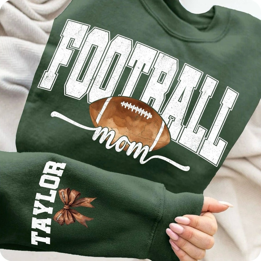 Green Football Mom Sweatshirt - more colors available - customized name on SLV